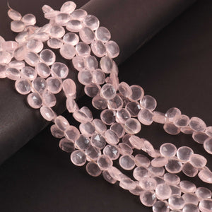 1 Strand Rose Quarts Faceted Heart Shape-Faceted Briolettes  8mmx8mm - 11mmx11mm , 9 Inches BR2049 - Tucson Beads