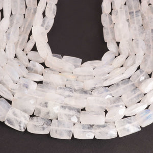 1 Strand White Rainbow  Moonstone Faceted Brioletters -Rectangle Shape  Gemstone Brioletters Beads -9mmx7mm -11mmx12mm ,10 Inches BR02310 - Tucson Beads