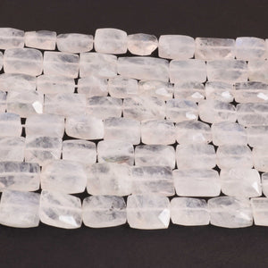 1 Strand White Rainbow  Moonstone Faceted Brioletters -Rectangle Shape  Gemstone Brioletters Beads -9mmx7mm -11mmx12mm ,10 Inches BR02310 - Tucson Beads