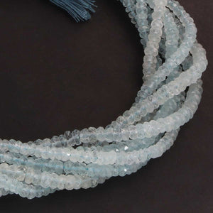 1 Strand Aquamarine Faceted Finest Quality  Rondelles Beads 5mm-6mm- 13 inches BR040 - Tucson Beads