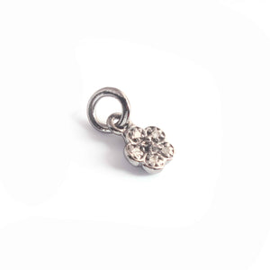 1 Pc Pave Diamond Flower Pendant, Small Flower Design Charm, 11mmx6mm, 925 Sterling Silver Pendant, PDC00115 - Tucson Beads