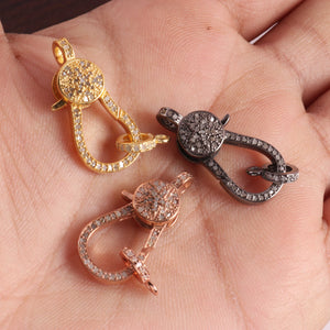 1 Pc Pave Diamond Lobster Claps, 30mmx19mm Star Design Lobster Claps, Both Side Pave Diamond, 925 Sterling Silver/Yellow Gold,Rose Gold, LB00335 - Tucson Beads
