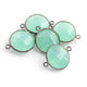 5 Pcs Aqua Chalcedony Oxidized Sterling Silver Faceted Round Double Bail Connector -21mmx15mm SS124 - Tucson Beads