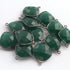 12 Pcs Green Onyx Oxidized Sterling Silver Faceted Cushion Shape Double Bail Connector - 22mmx16mm SS169