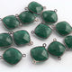 12 Pcs Green Onyx Oxidized Sterling Silver Faceted Cushion Shape Double Bail Connector - 22mmx16mm SS169 - Tucson Beads