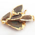 5 Pcs Brown Jasper Arrowhead  24k Gold  Plated  Pendant -  Electroplated With Gold Edge 1.5 Inches - AR058
