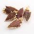 5 pcs Brown Jasper Arrowhead  24k Gold  Plated Pendant -  Electroplated With Gold Edge 1.5 Inches AR029