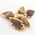 5  Pcs Shaded Brown Jasper Arrowhead  24k Gold  Plated Charm Pendant -  Electroplated With Gold Edge 1.5Inches- AR088