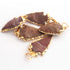 5 Pcs Brown Jasper Arrowhead  24k Gold  Plated Pendant - Electroplated With Gold Edge - 1.5 Inches-AR095