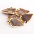 5  Pcs Shaded Brown Jasper Arrowhead  24k Gold  Plated Pendant -  Electroplated With Gold Edge 1.5 Inches - AR093