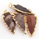 4 Pcs Brown Jasper Arrowhead  24k Gold Plated  Pendant - Electroplated With Gold Edge 2 Inches AR294