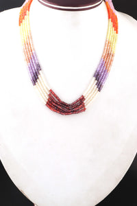 5 Strands Multi Zircon CZ Necklace , Gemstone Faceted Rondelles Ready To Wear Necklace - Multi Zircon  3mm 15 Inches BR02859 - Tucson Beads