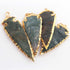 1 Pc Green Jasper Arrowhead 24k Gold  Plated Single Bail Pendant - Electroplated With Gold Edge - 3-3.5 Inches (You Choose)AR005
