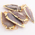 5 Pcs Shaded Jasper Arrowhead 24k Gold Plated Pendant -  Electroplated With Gold Edge 2 Inches AR208