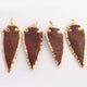 1  Pc Brown Jasper Arrowhead  24k Gold  Plated Pendant -  Electroplated With Gold Edge 3.5 Inches (You Choose) - AR040 - Tucson Beads