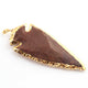 1  Pc Brown Jasper Arrowhead  24k Gold  Plated Pendant -  Electroplated With Gold Edge 3.5 Inches (You Choose) - AR040 - Tucson Beads