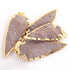 1 Pc Shaded Brown Jasper Arrowhead  24k Gold  Plated  Pendant -  Electroplated With Gold Edge 3 Inches (You Choose) AR199