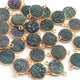 9 Pcs Mystic Green Druzy Round 925 Sterling Vermeil Double Bail Connector 19mm-12mm SS198 - Tucson Beads