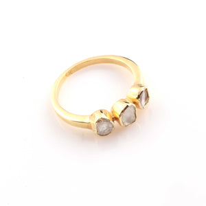 1 Pc Rose Cut Diamond  Yellow Gold Vermeil Ring - Polki Ring - PDC00471 - Tucson Beads