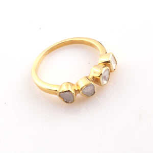 1 Pc Rose Cut Diamond  Yellow Gold Vermeil Ring - Polki Ring - PDC00472 - Tucson Beads