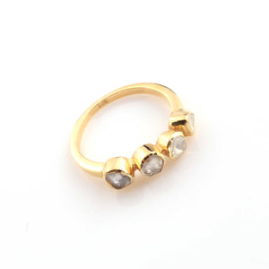1 Pc Rose Cut Diamond  Yellow Gold Vermeil Ring - Polki Ring - PDC00472 - Tucson Beads