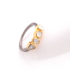 1 Pc Rose Cut Diamond 925 Sterling Vermeil Ring - Polki Ring - PDC00473 - Tucson Beads