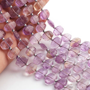 1 Strand  Ametrine  Faceted Fancy Shape Beads, Straight Drill Amethyst Fancy Beads,  Faceted  Briolettes 10mmx14mm - 10 Inches BR03308 - Tucson Beads