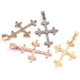1 Pc Pave Diamond Cross Charm 925 Sterling Silver & Vermeil, Yellow & Rose Gold Vermeil Pendant - Cross Charm Pendant 34mmx23mm PDC00480 - Tucson Beads