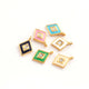 1 Pc Rose Cut Diamond Multi Color Bakelite Rhombus Shape Yellow Gold Vermeil Pendant - Enamel Charm Pendant 12mmx8mm  PDC00479 - Tucson Beads