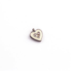 1 Pc Rose Cut Diamond Multi Color Bakelite Heart Shape 925 Sterling Silver, Rose & Yellow Gold Vermeil Pendant - Enamel Charm Pendant 10mmx8mm  PDC00478 - Tucson Beads