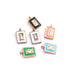 1 Pc Rose Cut Diamond Multi Color Bakelite Rectangle Shape 925 Sterling Silver, Rose & Yellow Gold Vermeil Pendant - Enamel Charm Pendant 11mmx7mm  PDC00472