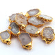 10 Pcs White Druzzy Geode Raw Drusy Agate Slice Pendant - Electroplated Gold Druzy Pendant 23mmx13mm-28mmx15mm ,DRZ248 - Tucson Beads