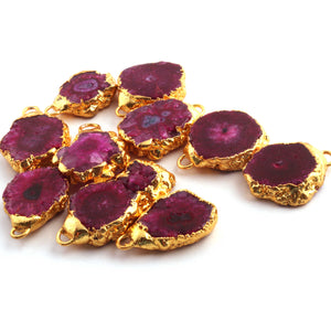 10  Pcs Purple Druzzy Geode Raw Drusy 24k Gold Plated Pendant - Electroplated Gold Druzy Pendant 14mmx23mm-32mmx18mm   DRZ093 - Tucson Beads