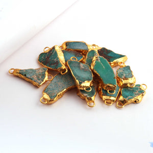 10 Pcs Green Druzzy Geode Raw Drusy Agate Slice Pendant - Electroplated Gold Druzy Pendant 31mmx20mm-32mmx14mm ,  DRZ270 - Tucson Beads