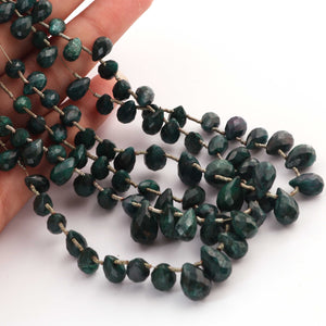 1 Strand   Emerald Faceted Tear Drop Briolettes- Emerald Gemstone Briolette 6mmx5mm-13mmx8mm- 18.5 inches-BR03616 - Tucson Beads