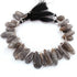 1 Long Strand Black Rutile Faceted Briolettes -Pear Shape  Briolettes 20mmx7mm-37mmx15mm 8 Inches BR0427