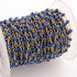 3 Feet Blue Glass Beads 3mm Faceted Rosary Beaded chain- 24 K Gold Plated Wire Wrapped Chain NSC009