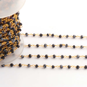 3 Feet Snowflake 3mm Faceted Rosary Beaded chain- 24 K Gold Plated Wire Wrapped Chain NSC006 - Tucson Beads