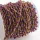 3 Feet Amethyst 3mm Faceted Rosary Beaded chain- 24 K Gold Plated Wire Wrapped Chain NSC0011 - Tucson Beads