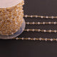 3 Feet Crystal Quartz Beads  3mm Faceted Rosary Beaded chain- 24 K Gold Plated Wire Wrapped Chain NSC002 - Tucson Beads