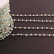 3 Feet Blue Aqua Glass Beads 3mm Faceted Rosary Beaded chain- 24 K Gold Plated Wire Wrapped Chain NSC003 - Tucson Beads