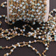 3 Feet Peru Opal Beads 3mm-4mm Faceted Rosary Beaded chain- 24 K Gold Plated Wire Wrapped Chain NSC005 - Tucson Beads