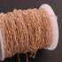 3 Feet  Pink Amethyst 3mm Faceted Rosary Beaded chain- 24 K Gold Plated Wire Wrapped Chain NSC008