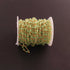 3 Feet Green Chalcedony Glass Beads 3mm Faceted Rosary Beaded chain- 24 K Gold Plated Wire Wrapped Chain NSC0014