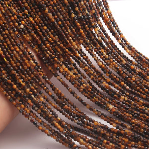 1 Strand Brown Tiger Eye Gemstone Balls, Semiprecious beads Faceted Gemstone Round Balls -3mm -13 Inches -RB0002 - Tucson Beads