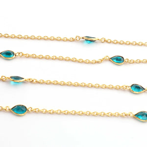 3 Feet Neon Apatite Quartz Rosary Style Beaded  Chain- 7mm-16mm  Neon Apatite Quartz    Beads 24 K Gold Plated Wire Wrapped Chain NSC0041 - Tucson Beads