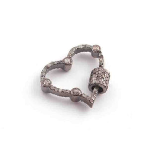 1 Pc Pave Diamond Heart Shape Designer Carabiner - Diamond Lock with Screw On Mechanism 24mmx20mm C00329 - Tucson Beads