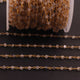 5 FEET Black Rutile 3mm Rosary Style Beaded Chain - Black Rutile Faceted Beads wire wrapped 24k Gold Plated NSC0028 - Tucson Beads