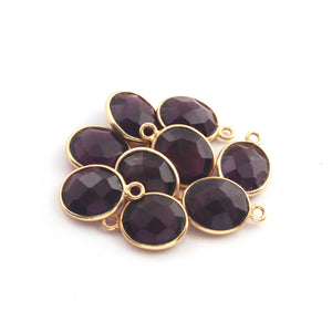9 Pcs Amethyst Birth Stone Faceted 925 Sterling Vermeil Oval Shape Pendant , 14mmx10mm SS168 - Tucson Beads