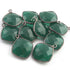 10 Pcs Green Onyx Faceted Cushion Oxidized Silver Single Bail Pendant - Green Onyx Pendant 21mmx17mm SS296